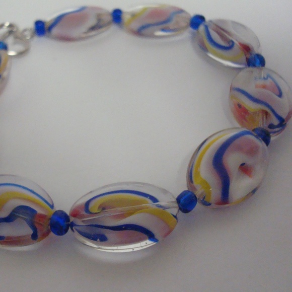 BEAUTIFUL ART GLASS BEADED BRACELET - Picture 1 of 4